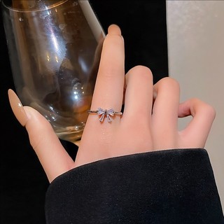 [Thời trang] Nhẫn nơ có thể điều chỉnh bằng hợp kim với trái tim ngọt ngào quyến rũ | Trang sức thời trang nữ tính, kích thước 2cm phù hợp với hầu hết các ngón tay | Tiệc & Sử dụng hàng ngày