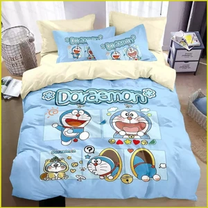 PS1 Doremon Dễ Thương 4IN1 Ga Trải Giường Chăn Gối Phòng Ngủ Bộ Chăn Ga Gối Bé Gái Có Thể Giặt Được Phù Hợp Với SP1