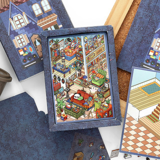ENWEI 5 Cái [My Little House 10.0 Series] Nhãn dán phong cảnh 3D Chất liệu chống thấm nước Phong cách hoạt hình Album ảnh Nhật ký Công cụ lập kế hoạch Trang trí Nhãn dán văn phòng phẩm