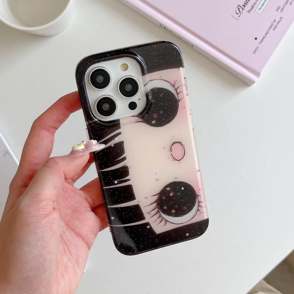 Vỏ cứng dạng bột lấp lánh Tương thích với iPhone 13 13Pro 13ProMax 14 14Pro 14ProMax 15 15Pro 15ProMax 16 16Pro 16ProMax 17 17Pro 17ProMax Ốp họa tiết mắt to