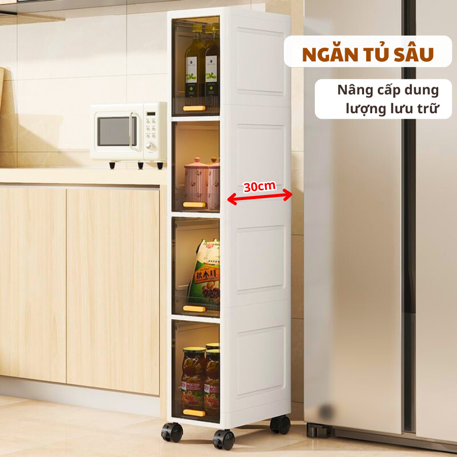 Tủ Đựng Đồ Dùng Bếp Gấp Gọn ENODA HOME, Tủ Lưu Trữ Khe Hẹp Để Đồ Đa Năng Tối Ưu Không Gian Có Bánh Xe Tiện Lợi TUN001
