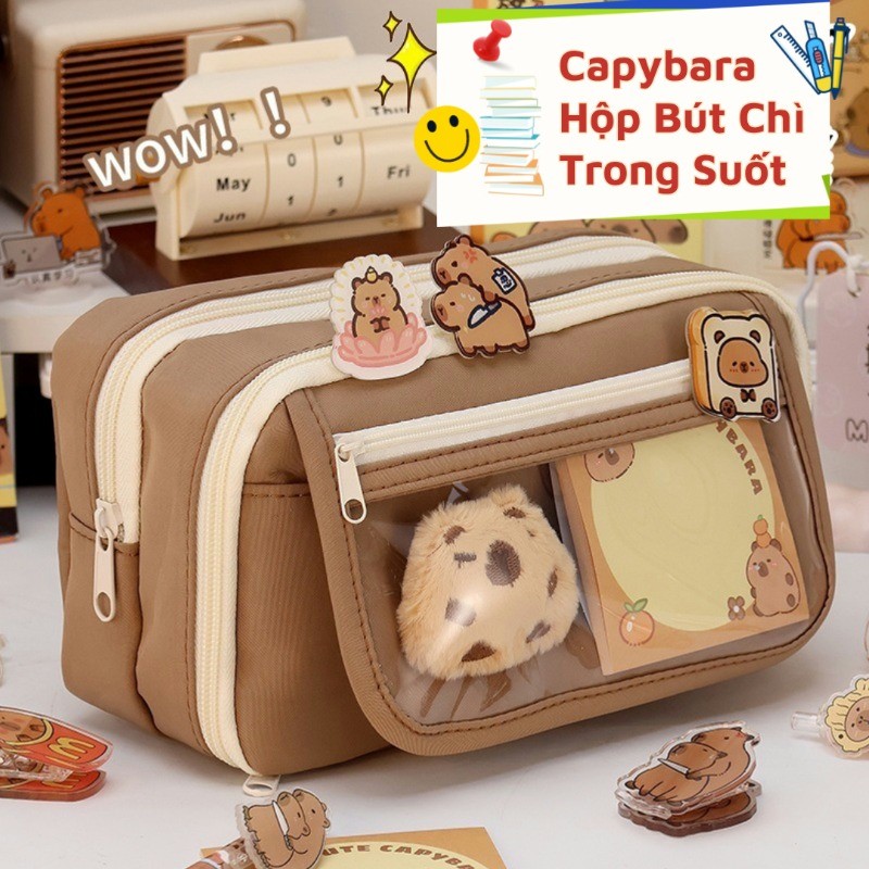 Kapibara Hộp đựng bút,chì hộp bút,Hoạt hình dễ thương Túi bút,chì sang trọng Học sinh Túi bút,Văn phòng phẩm Túi lưu trữ