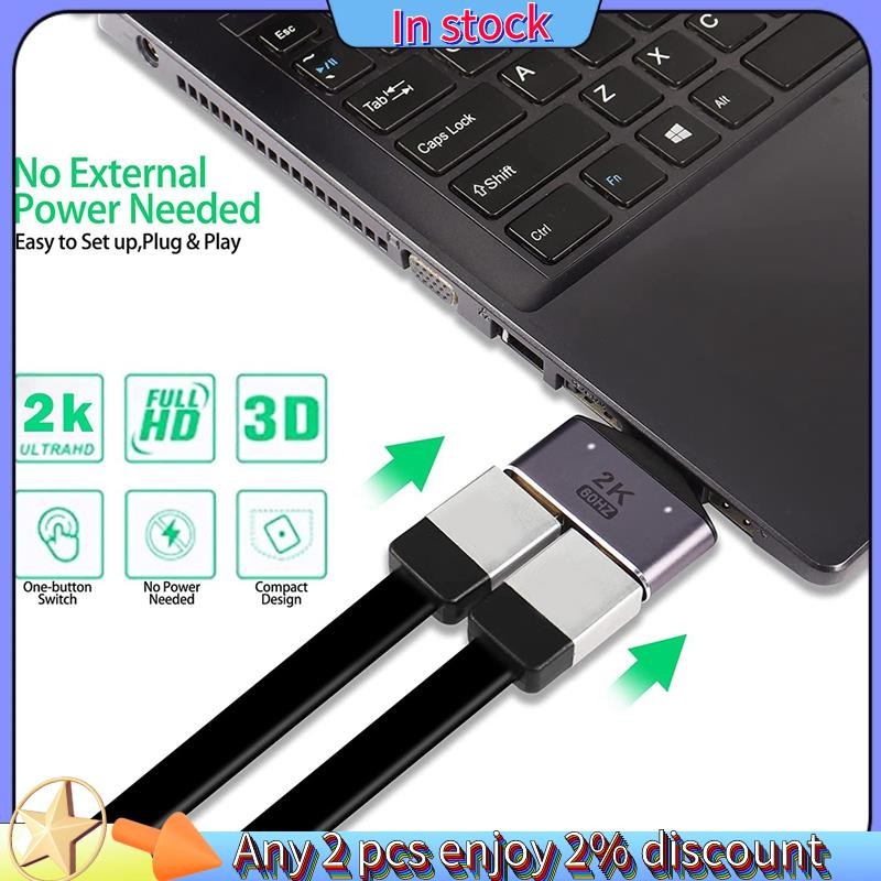 Còn hàng-Bộ chuyển đổi bộ chia HDMI Bộ chuyển đổi bộ chia HDMI tương thích HDMI Bộ chuyển đổi bộ chia ra 1 trong 2K @ 60Hz Màn hình 2 trong 1 HD Công tắc chọn hai chiều có đèn LED