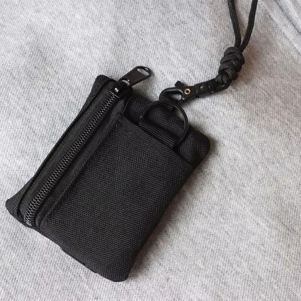 Ví đựng tiền xu cổ treo STWEEKAM, Ví Mini bằng vải Oxford thông thường có dây kéo, Nylon vuông đa chức năng có dây buộc Hộp đựng thẻ nhỏ ngoài trời