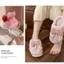 IAPPORTUNIA Giày lông tơ ấm áp, Dép nơ Cotton chống trượt đế dày, Phong cách ngọt ngào Thoải mái mùa đông trong nhà Giày nữ
