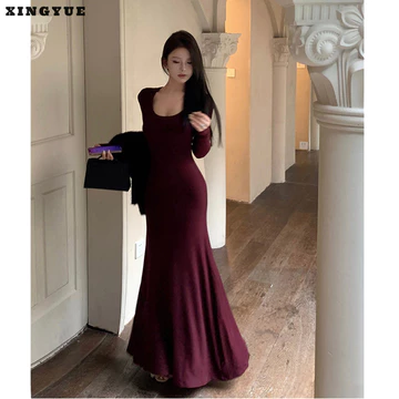 Váy nữ Hàn Quốc Váy Hông Váy Đáy Váy Midi Đơn Giản Màu Trơn Gợi Cảm