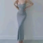 Đầm 2 dây body nữ cột lưng phối nơ form dài có mút Dress Women Thun Sen Voi Đen Thun Voan