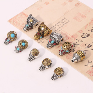 Vòng tay Cổ Tự làm tự làm bằng tay khảm bạc Tây Tạng Chuỗi Hạt Vòng Cổ tráng men màu bạc Tây Tạng trang sức hạt xô