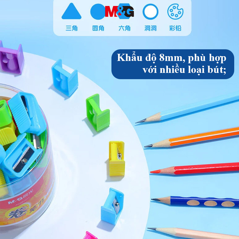 Máy Mài Mini M&G 1 Lỗ Đơn 8 mm-Aperture Màu Sắc Ngẫu Nhiên Di Động Bền Bút Chì Mài 1PC