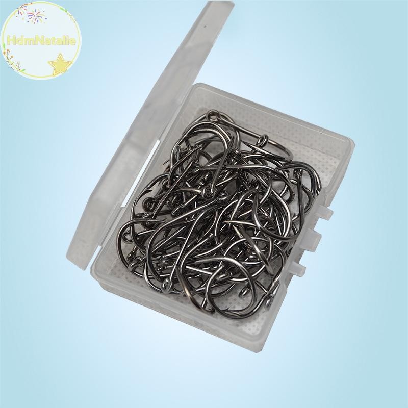 Hdmnatalie 1 Hộp Thép Carbon Cao Vòng Tròn Móc Câu Cá Nước Ngọt Fishhook Lỗ Cá Chép Mạnh Mẽ Giải Quyết Cá Chất Lượng Cao VN