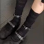 Tất cọc trắng GUSTAVA, Tất ren lưới Nylon rỗng, Tất lụa hoa cổ điển trong suốt Gothic nữ