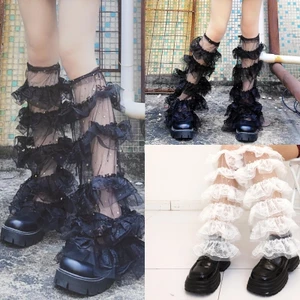 XGB Ruffle Ren Chân Ấm Lưới loe Chân Tay Dễ Thương Đùi Cao Chân Tất