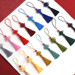 Nhiều Màu Sắc Trung Quốc Nút Thắt Tua Rua Mặt Dây Thủ Công Đánh Dấu Trang Móc Treo Trang Trí Tua Rua Vỏ Điện Thoại Mặt Dây Chuyền