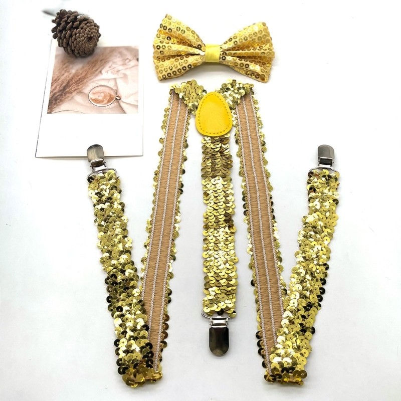 Bộ dây buộc và nơ sequin phổ biến nhất dành cho nam với kẹp kim loại đám cưới và tiệc chủ đề Trang phục cổ Acce