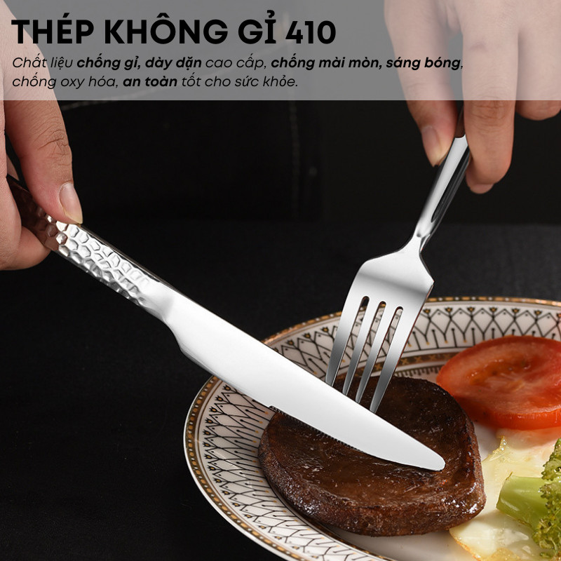 Bộ Dao Muỗng Nĩa Inox 410 Vân Kim Cương Cao Cấp – Dùng Ăn Bít Tết, Món Âu, Chuyên Cho Nhà Hàng – Khách Sạn | 193