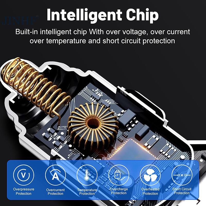 Jinhf 100W 6 cổng USB Type-C Bộ sạc ô tô có màn hình điện áp PD Bộ chuyển đổi nguồn sạc nhanh cho Iphone Android Điện thoại thông minh Máy tính bảng HOT