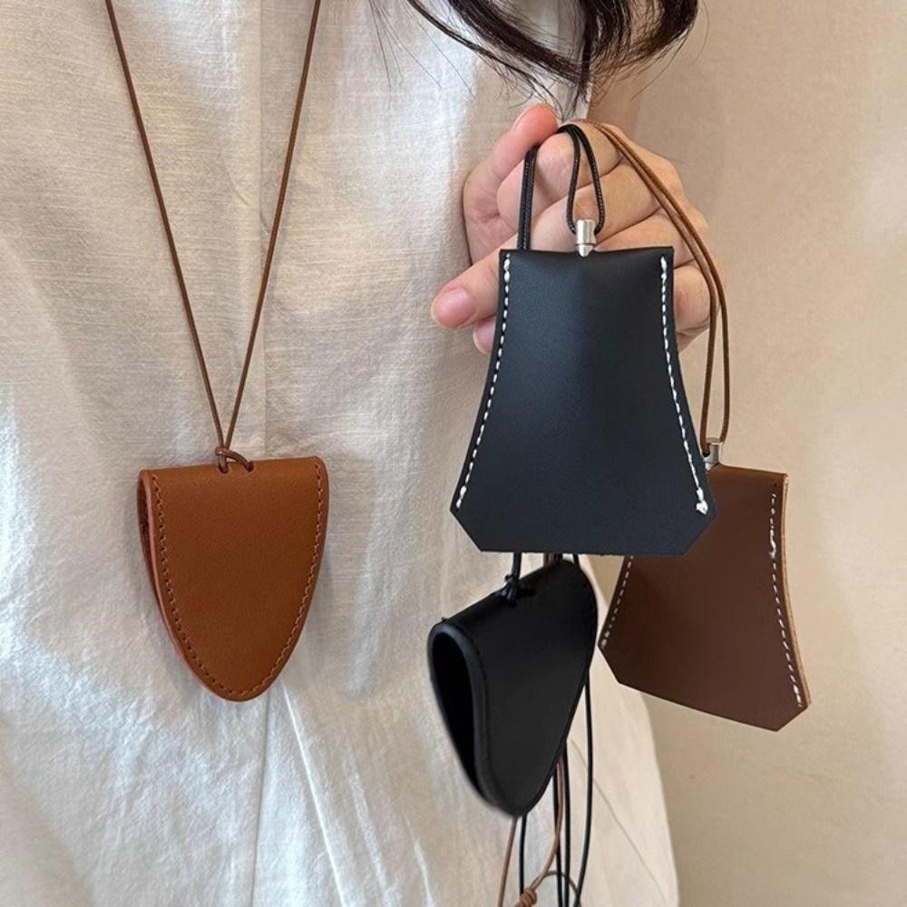 Kẹp kính râm TRACELIOIAN, mặt dây chuyền túi đựng kính mắt bền bằng da, unisex đa chức năng lưu trữ đơn giản