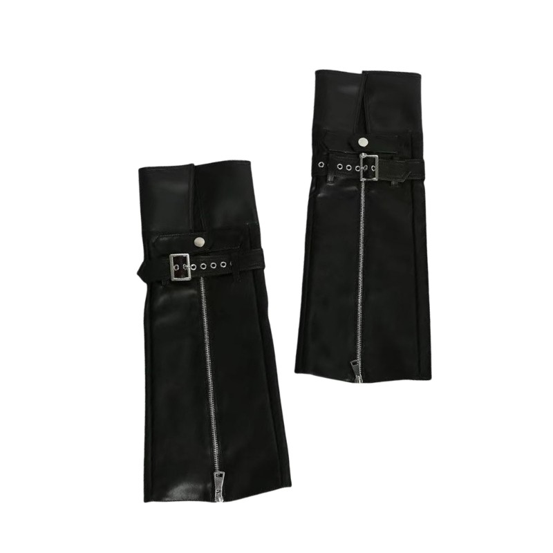 Vic Bông Tai Kẹp Da Chân Ấm Gothic Punk Dài Tất Dây Kéo Chân Tay Gaters Goth Mùa Đông Ấm Mắt Cá Chân Heap Tất Gif