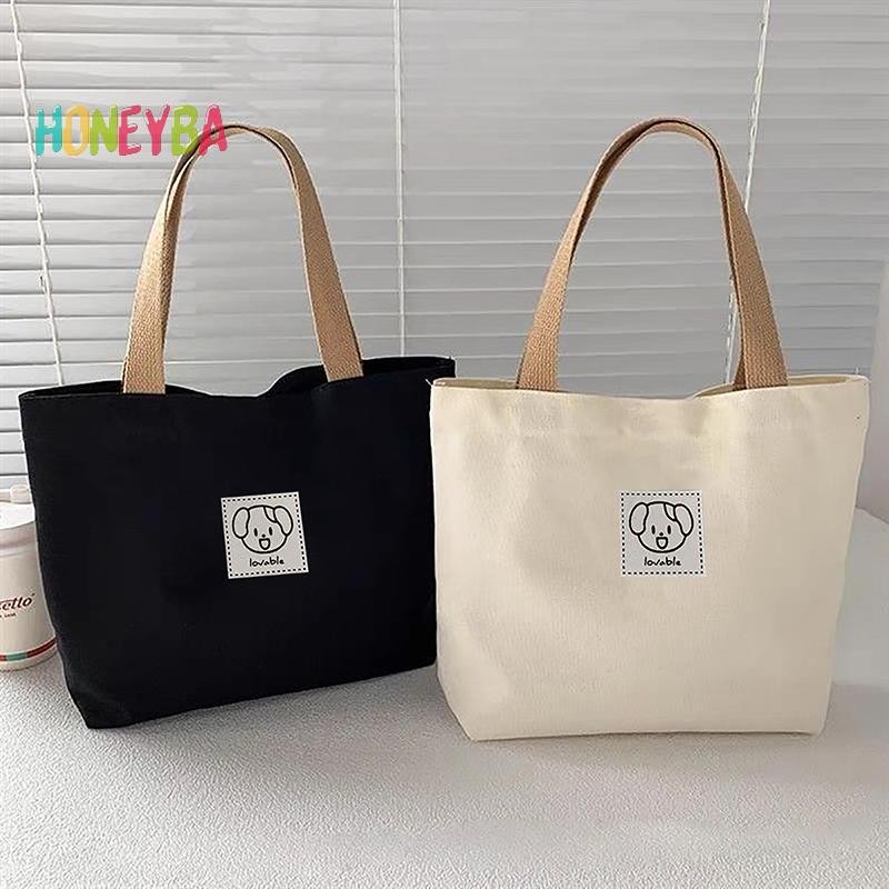 < Honeyba > Túi xách nữ vải Canvas thời trang mới Túi đựng thức ăn dã ngoại du lịch dễ thương Túi đựng đồ ăn trưa