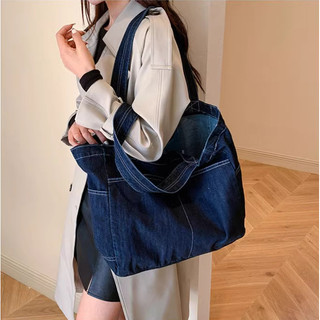 Túi dây kéo đeo vai chéo Denim Nhật Bản sức chứa lớn dành cho sinh viên