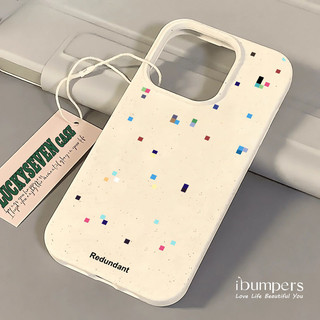 ibumpers Ốp Điện Thoại iPhone Họa Tiết Chấm Pixel Màu Đơn Giản Sang Trọng Cho IPhone 16 15 14 12 13 11 Pro Max IP 7 8 Plus X XS XR Ốp Lưng Ống Hút Lúa Mì Phân Hủy Thân Thiện Với Môi Trường