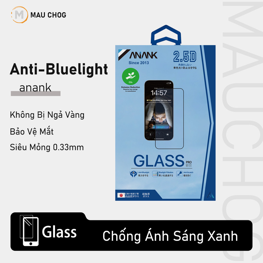 Kính Cường Lực Chống Ánh Sáng Xanh Anank Bảo Vệ Mắt Cho Điện Thoại iPhone 17 Pro Max 16 15 14 13 12