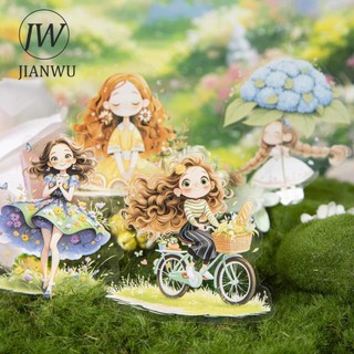 Jianwu Một Câu Chuyện Trong Hoa Series Kawaii Cô Gái Nhân Vật Hoa Phong Cảnh Chất Liệu Cắt Dán PET Nhãn Dán Sáng Tạo Tạp Chí Văn Phòng Phẩm