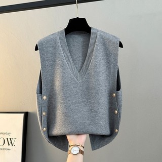 Áo Vest Nữ Xuân Thu 2025 Rời Ngoài Mặc Dệt Kim Áo Cổ Chữ V Áo Len Áo Khoác Áo Khoác Áo Khoác Mùa Đông Áo Khoác