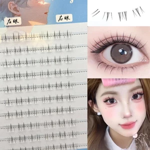 IOIIK 10 hàng-- Lông mi dưới thực tế màu đen Wispy Cụm nối mi thoải mái cả ngày và đêm