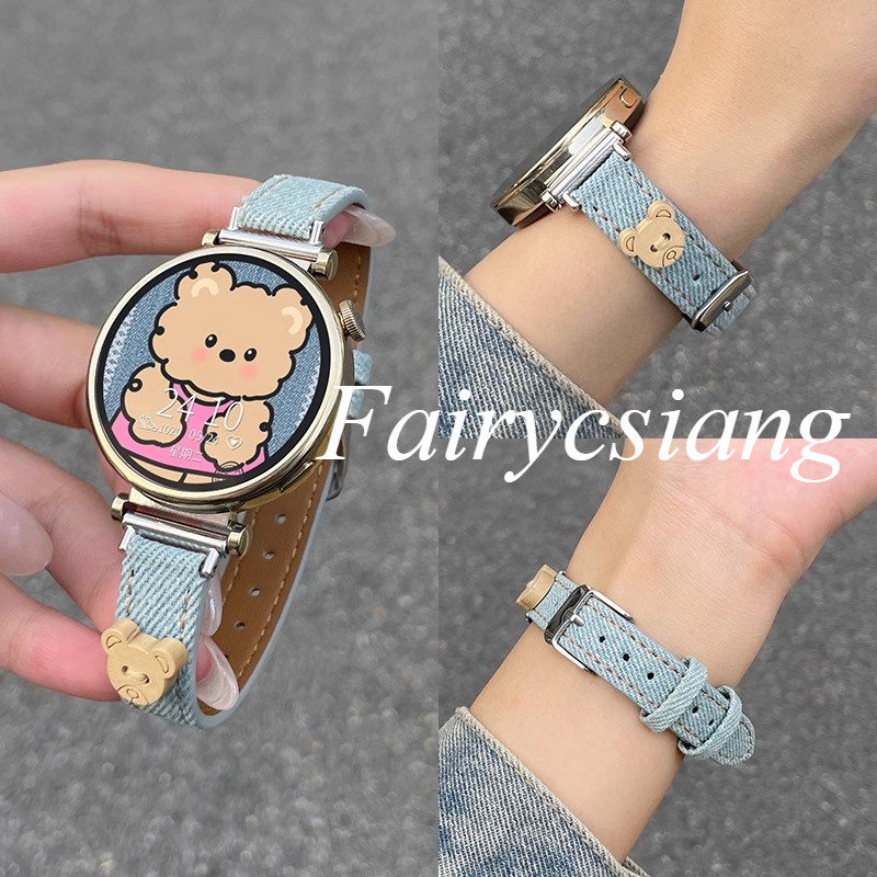 Dây đeo Denim mỏng 18MM 20MM 22MM cho dây đeo đồng hồ Samsung Galaxy 7 FE 4 6 5 Pro 43 47 Active Classic 46 42 7 Vòng đeo tay