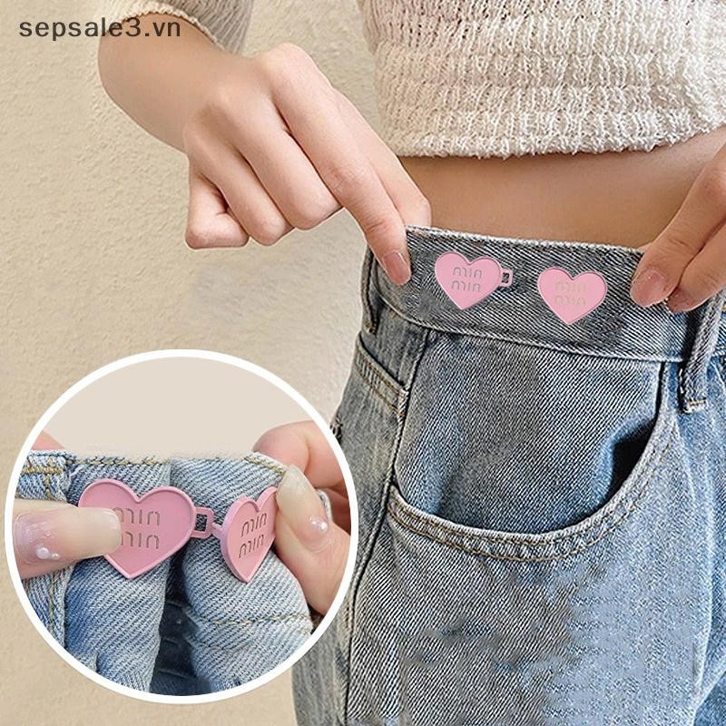 # sepsale # 2 Cái Hình Trái Tim Có Thể Điều Chỉnh Nút Jean Khóa Eo Quần Chụp Khóa Mở Rộng Thay Thế Nút Quần Jean Đính Kèm Chân.