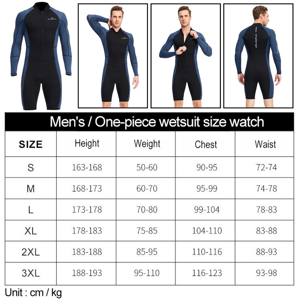 Nam Wetsuit Ngắn Ướt Phù Hợp Với Lặn Phù Hợp Với Quần Short Zip Phía Trước Giữ Ấm Dài Tay Đồ Bơi Cho Lặn Lặn Bơi