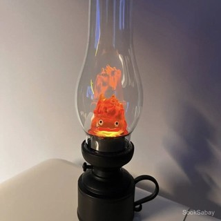Đèn ngủ siêu tối Calcifer Flame cho phòng ngủ trẻ em, đèn nến kerosene yếu, phòng ngủ đèn ngủ decor set quà sinh nhật