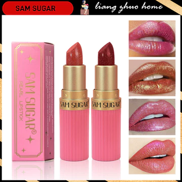 Phù Hợp Với Màu Sắc 6 Màu Kim Cương Ngọc Trai Son Môi Lấp Lánh Sáng Bóng Kim Loại Son Môi Lip Tint Lâu Dài Khỏa Thân Shimmer Sáng Bóng Son Bóng Trang Điểm