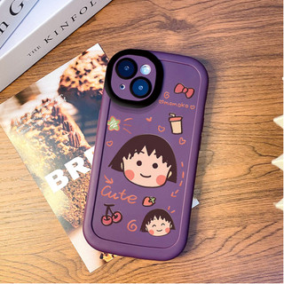 Ốp điện thoại Chibi Maruko dễ thương cho iPhone 16 / 15 / 14 / 13 / 12 / X / 7 / 11 / Plus / pro Max Vỏ bảo vệ chống phồng bao gồm toàn bộ silicon mờ mềm bền chống rơi