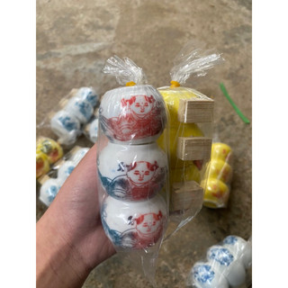Cóng sứ lồng chim chào mào chất liệu sứ hoạ tiết siêu đẹp 1 bộ 3 cái