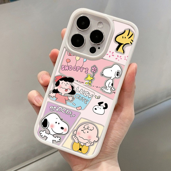 Dành Cho iPhone 16 15 Pro Max 11 13 14 12 Pro Cho iPhone 16e 7 8 Plus XS Max X XR SE2022 Dễ Thương Snoopy Hoạt Hình Graffiti Silicon Trong Suốt Chống Sốc