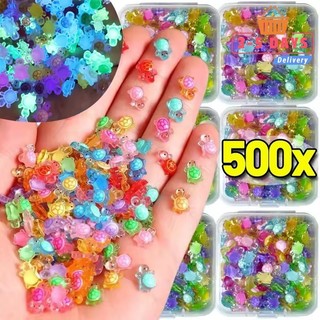 Phụ kiện DIY phát sáng: 500 chiếc Charm rùa phát quang, phù hợp làm đồ trang sức và trang trí vỏ điện thoại, an toàn cho người sử dụng