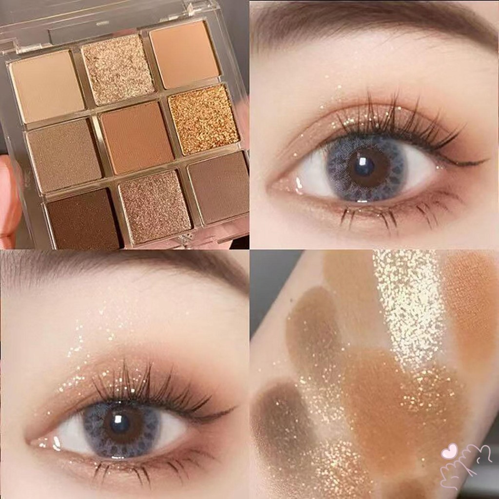 Bảng Trang Điểm Mắt Sắc Tố Cao 9 Màu Matte Shimmer Sequins Phấn Mắt Pallet