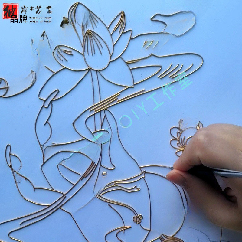 专用材料非遗diy手工景泰蓝金丝扁丝花丝银丝掐丝掐丝珐琅画电镀Chất liệu đặc biệt Không duy trì tự làm Handmade Cloisonne Chủ đề vàng Chủ đề phẳng