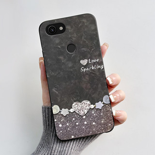 Dành Cho Google Pixel 3A / 3A XL Ốp Lưng Thiết Kế Mới 2024 Hoạt Hình Hình Trái Tim In Silicon Đen TPU Mềm Vỏ Điện Thoại Cho Google Pixel3A 3AXL Vỏ