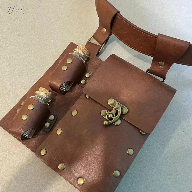 Túi đeo thắt lưng thời trung cổ Jfory Dây da PU eo Steampunk cho