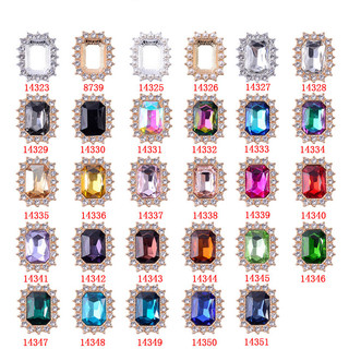 10 chiếc phụ kiện hợp kim tự làm handmade hình chữ nhật thủy tinh pha lê hoa tấm phụ kiện tóc