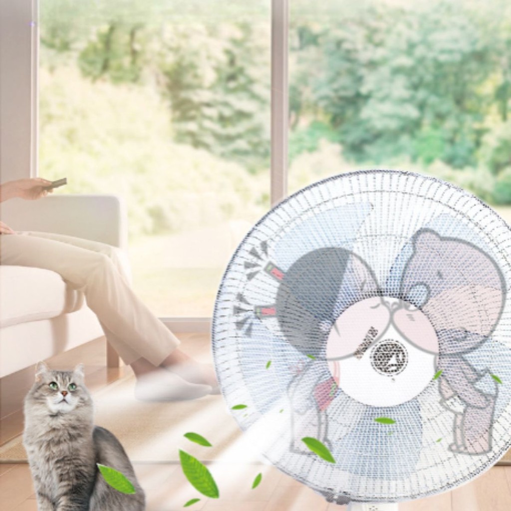 Vỏ Lưới Bọc Lồng Quạt Có Dây Rút Và Dây Chun Bảo Vệ An Toàn Cho Trẻ Em Kẹp Tay Mẫu Hoạt Hình Dễ Thương-Monlly Shop