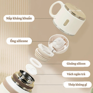 Bình giữ nhiệt kèm nắp uống, ly giữ nhiệt 600ml inox 316 chống han rỉ an toàn, giữ nhiệt lâu 24h