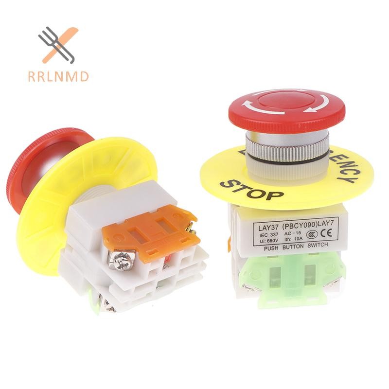 Rrlnmd 1 Mũ Nấm 1NO 1NC DPST Dừng Khẩn Cấp Nút Nhấn Công Tắc AC 660V 10A Thiết Bị Công Tắc Tự Khóa Nâng Thang Máy Lưới MỚI