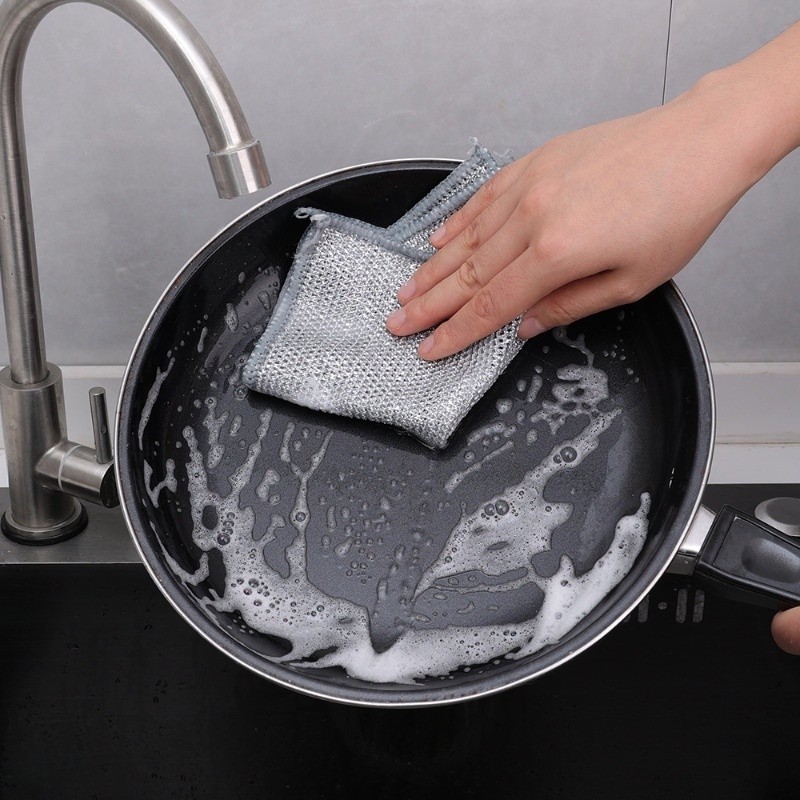 Giẻ Lau Bếp Dây Kim Loại Lau Bồn Rửa Chén Cọ Rửa Xoong Nồi Chén Bát, Tấm Cọ Rửa Đa Năng Không Mài Mòn