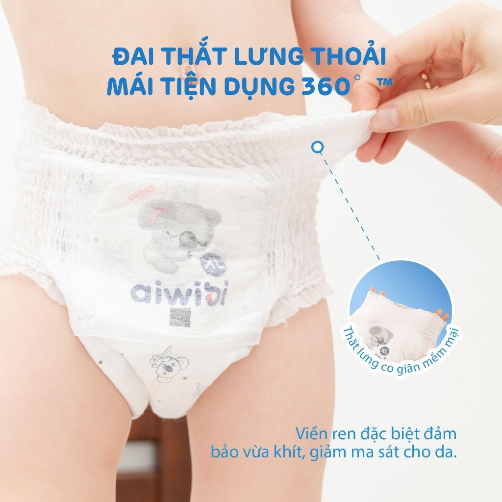 [Combo 2] Tã/Bỉm Quần Aiwibi Tiêu Chuẩn Cho Bé Thoáng Khí, Thấm Hút Nhanh - Gói Lớn M/L/XL/XXL