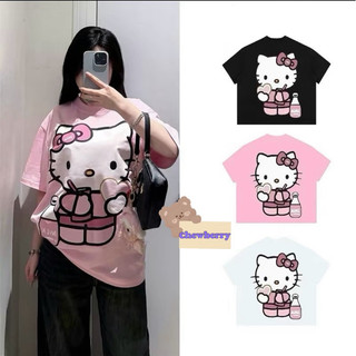 Áo Thun mèo hello kitty cầm sữa trái tim cute xinh xắn