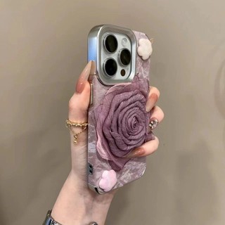 Ốp Điện Thoại Di Động Họa Tiết Núi Tuyết Lông Vũ Sợi Hoa Hồng Cho iPhone16 Pro Max 15 14 13 12 11 Pro Max Chống Sốc Bảo Vệ Camera Ốp Lưng Mềm Chống Rơi
